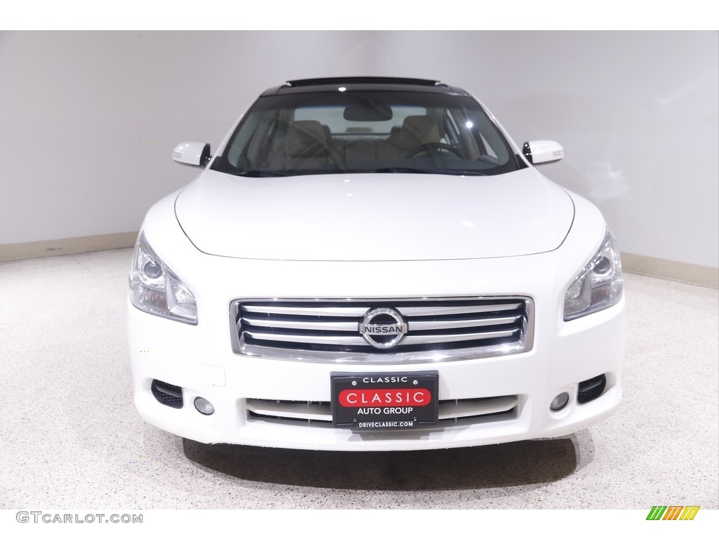 2012 Maxima 3.5 SV - Winter Frost White / Cafe Latte photo #2