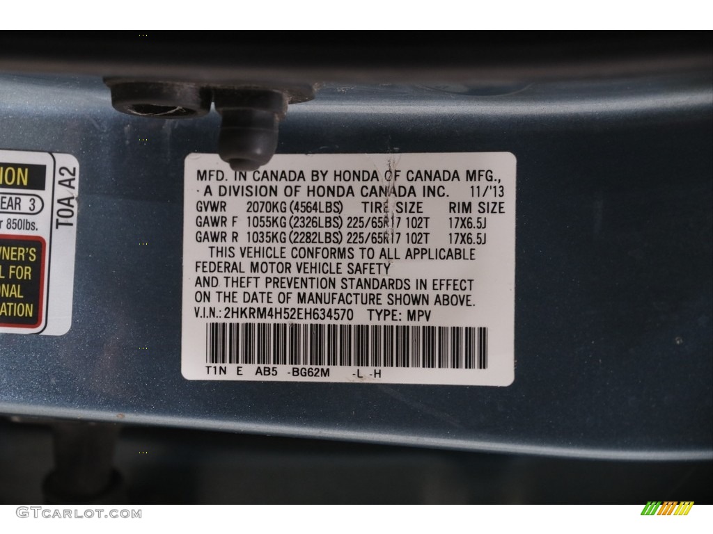 2014 CR-V EX AWD - Mountain Air Metallic / Gray photo #19
