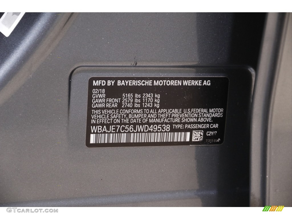 2018 BMW 5 Series 540i xDrive Sedan Color Code Photos
