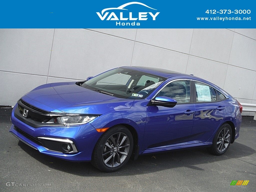 2020 Civic EX Sedan - Aegean Blue Metallic / Black photo #1