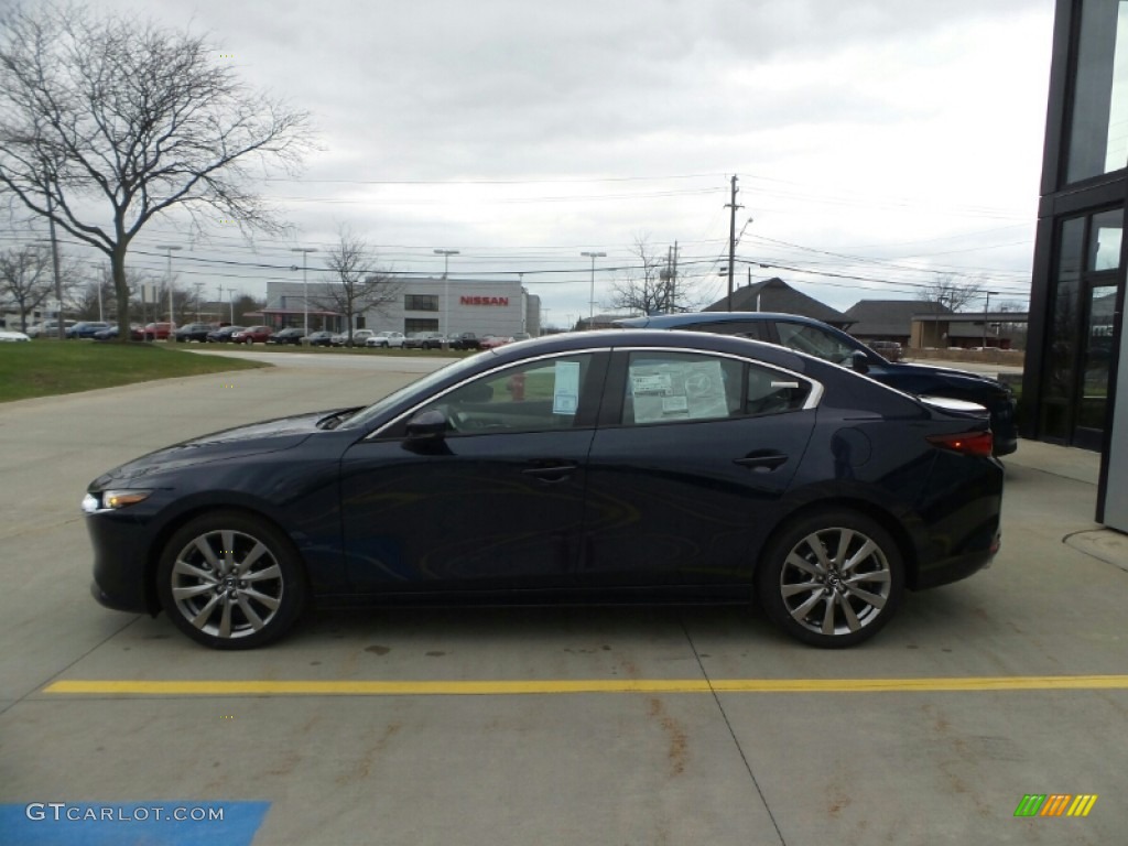 2022 Mazda3 Premium Sedan - Deep Crystal Blue Mica / White photo #6