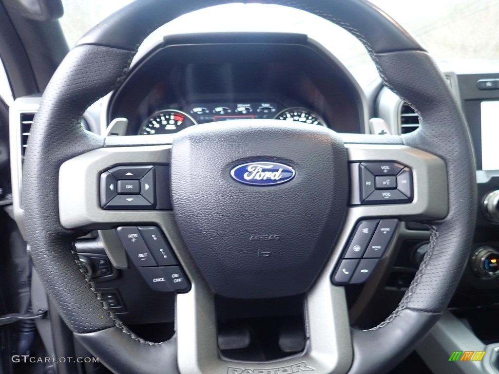 2020 Ford F150 SVT Raptor SuperCrew 4x4 Black Steering Wheel Photo #144005061