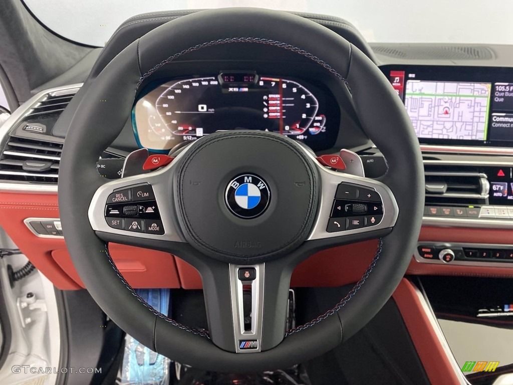 2022 BMW X6 M Competition Sakhir Orange/Black Steering Wheel Photo #144009783
