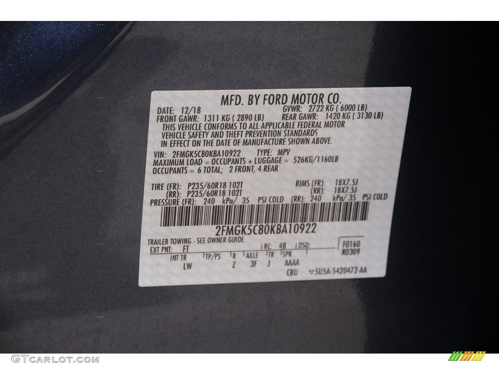 2019 Flex SEL - Blue Metallic / Charcoal Black photo #21