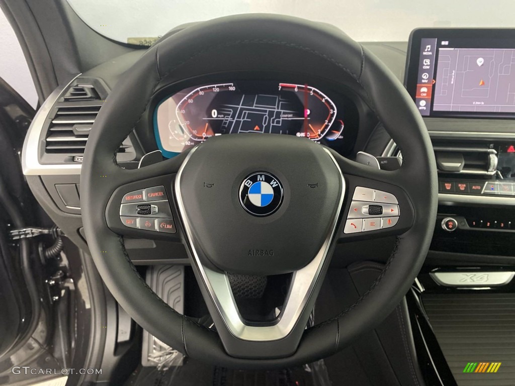 2022 BMW X4 xDrive30i Black Steering Wheel Photo #144010689