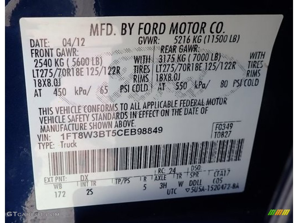2012 F350 Super Duty XLT Crew Cab 4x4 - Dark Blue Pearl Metallic / Steel photo #42