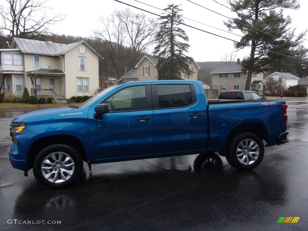 Glacier Blue Metallic 2022 Chevrolet Silverado 1500 Custom Crew Cab 4x4 Exterior Photo #144012534