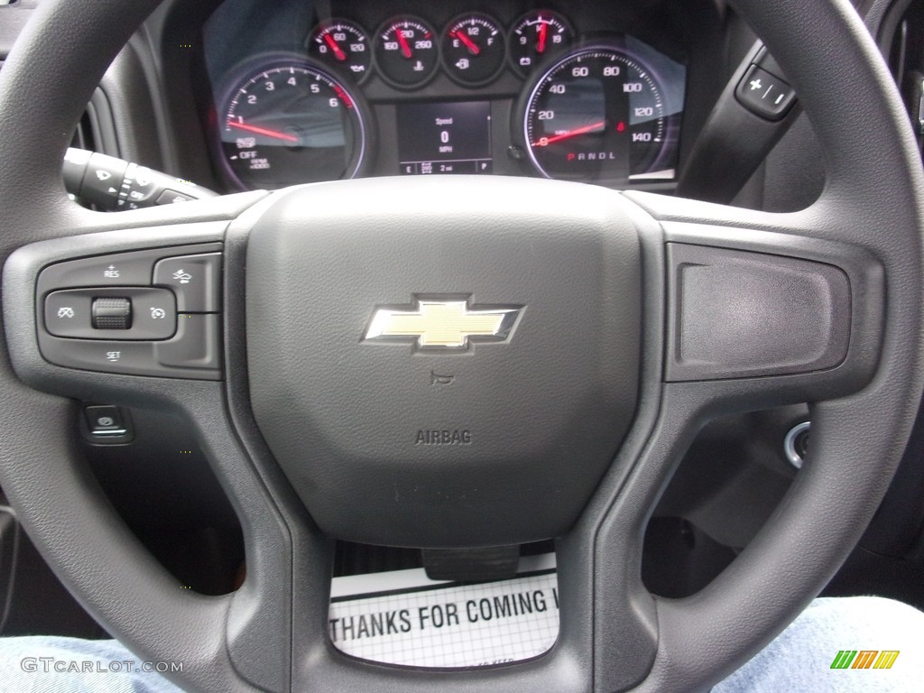2022 Chevrolet Silverado 1500 Custom Crew Cab 4x4 Jet Black Steering Wheel Photo #144013299