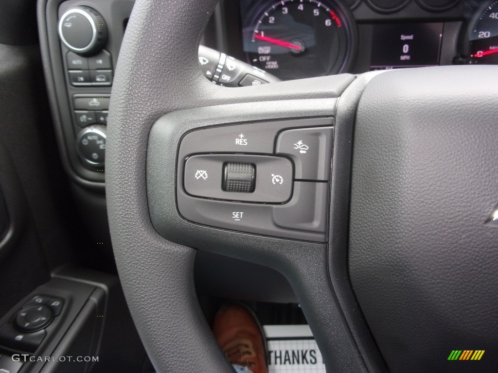 2022 Chevrolet Silverado 1500 Custom Crew Cab 4x4 Jet Black Steering Wheel Photo #144013314