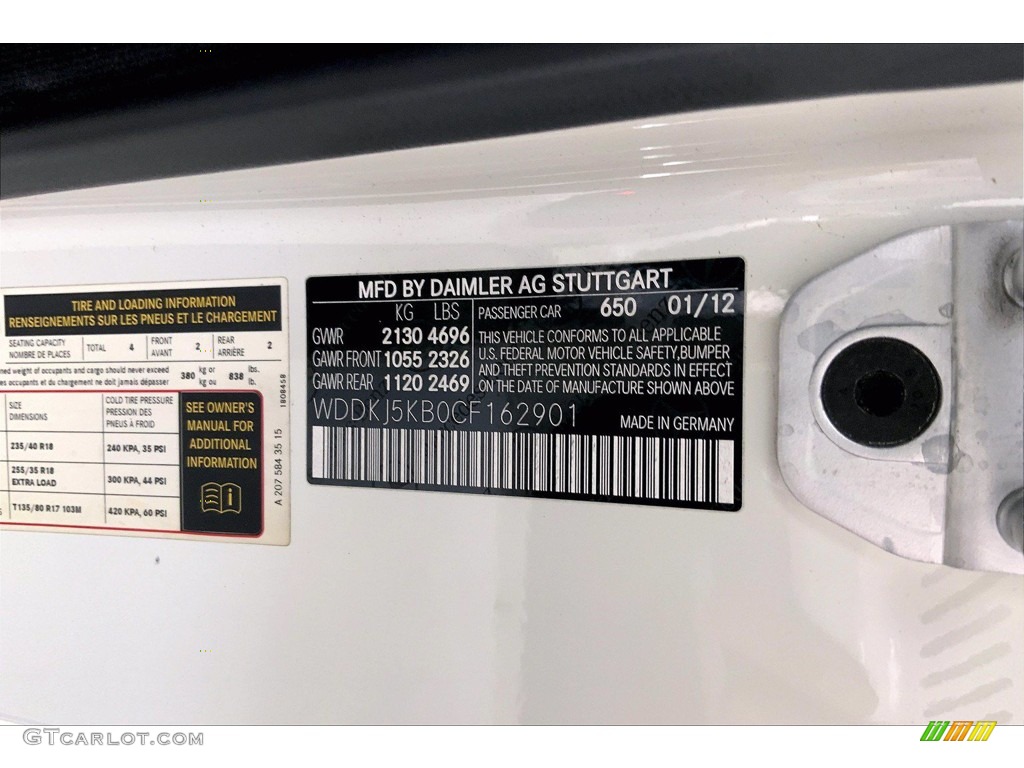 2012 E Color Code 650 for Arctic White Photo #144014358