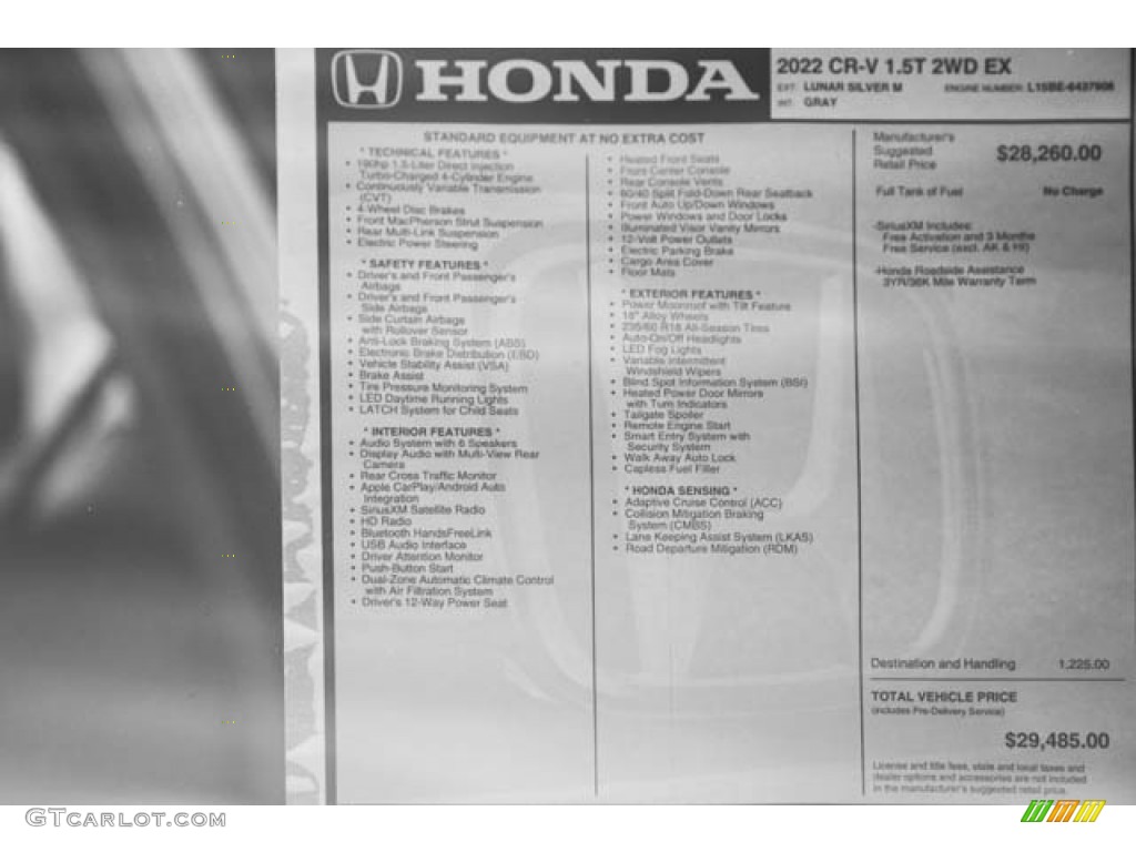 2022 Honda CR-V EX Window Sticker Photos