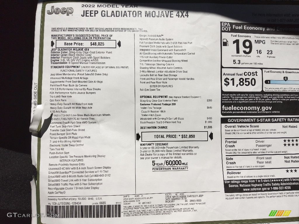 2022 Gladiator Mojave 4x4 - Sting-Gray / Black photo #28