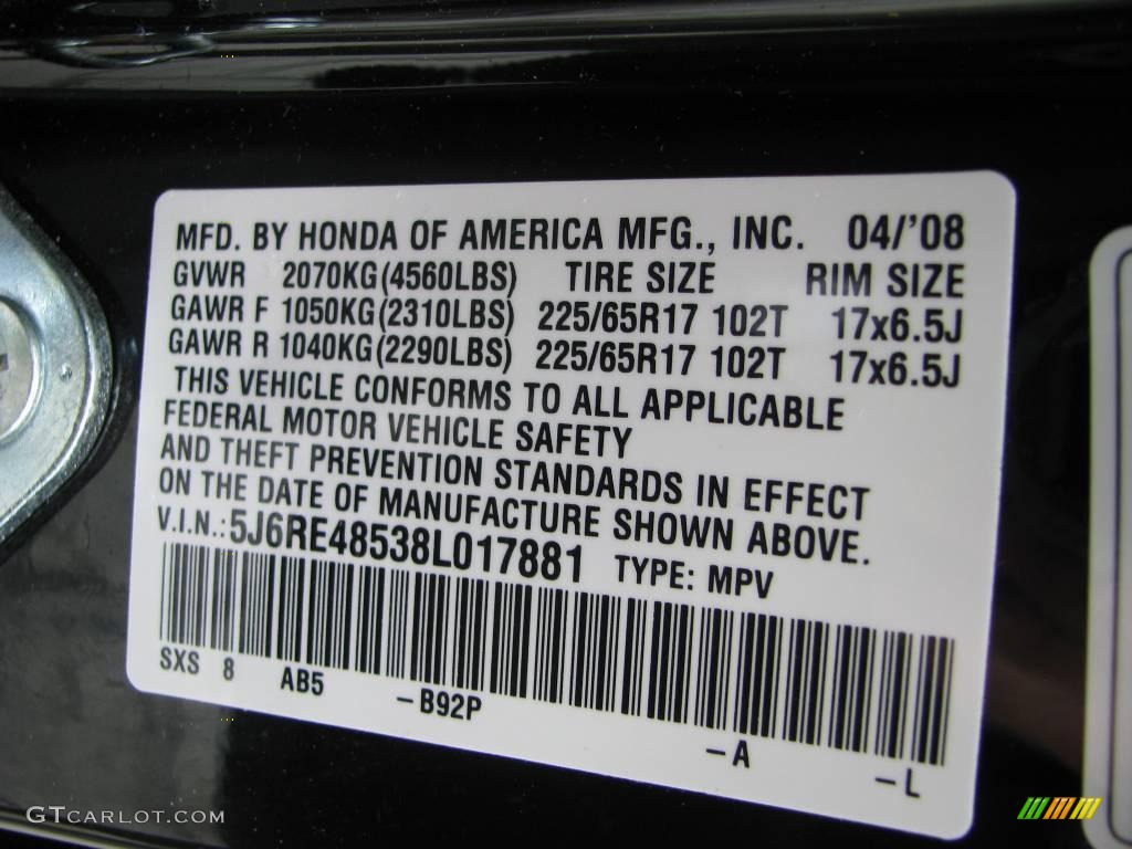 2008 CR-V EX 4WD - Nighthawk Black Pearl / Black photo #14