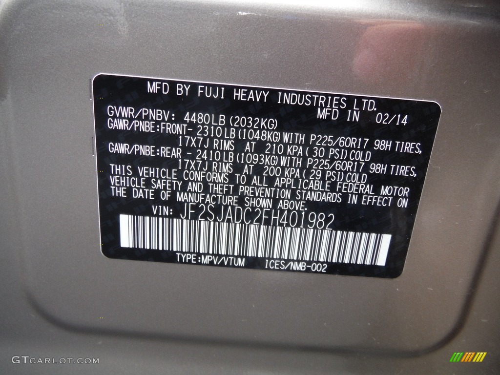 2015 Forester 2.5i Premium - Burnished Bronze Metallic / Black photo #31