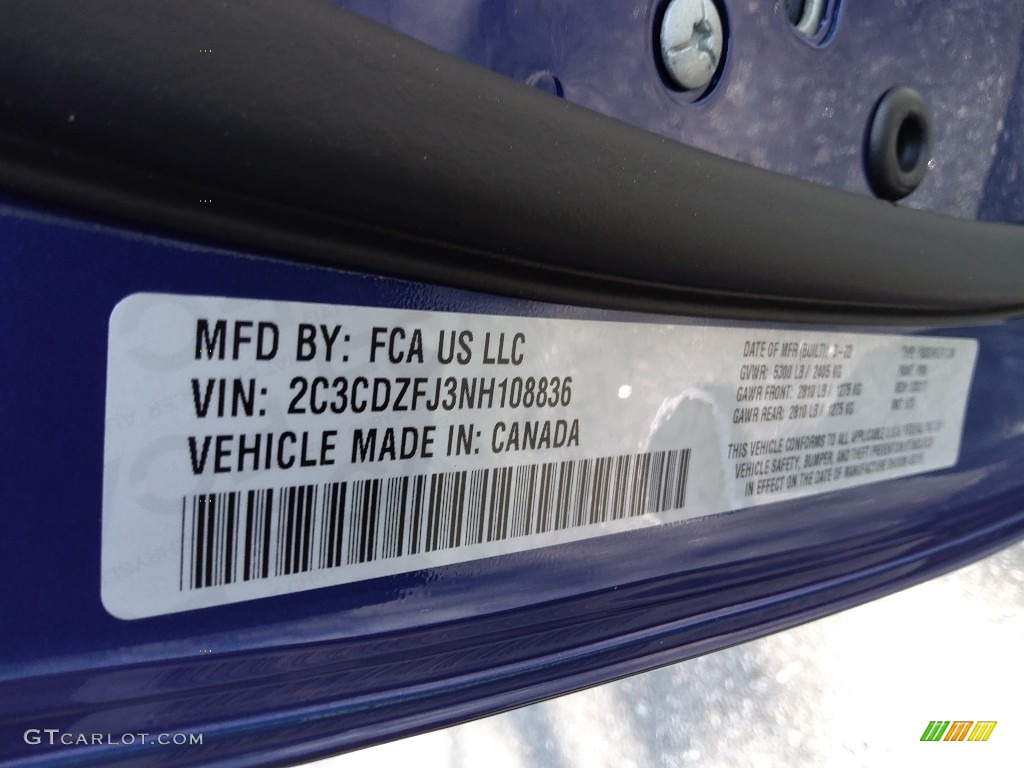 2022 Challenger R/T Scat Pack - Indigo Blue / Black photo #28
