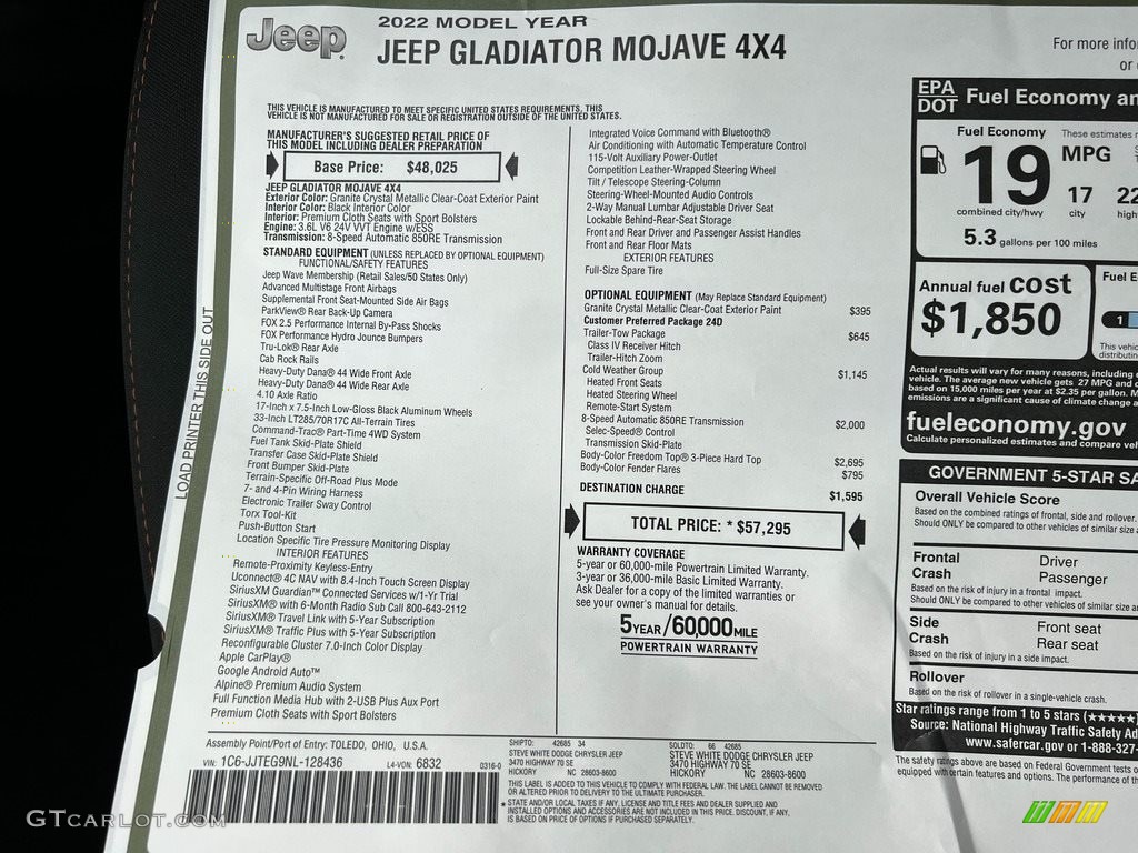 2022 Gladiator Mojave 4x4 - Granite Crystal Metallic / Black photo #30
