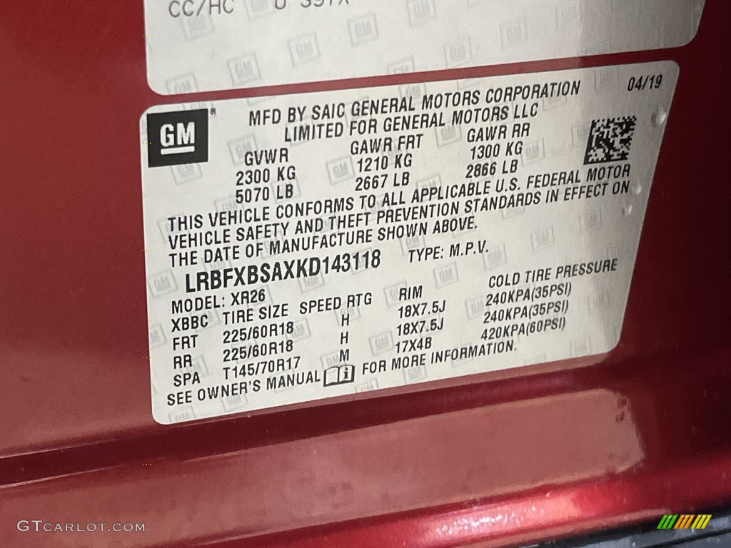 2019 Envision Preferred - Chili Red Metallic / Light Neutral photo #33