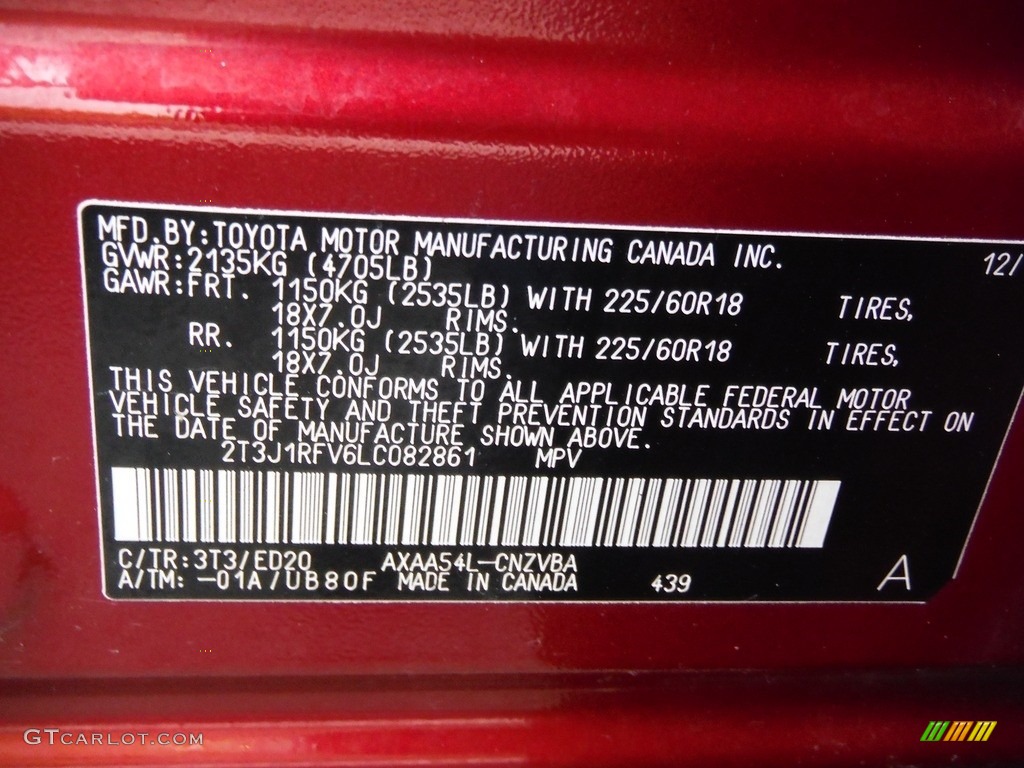 2020 Toyota RAV4 TRD Off-Road AWD Color Code Photos