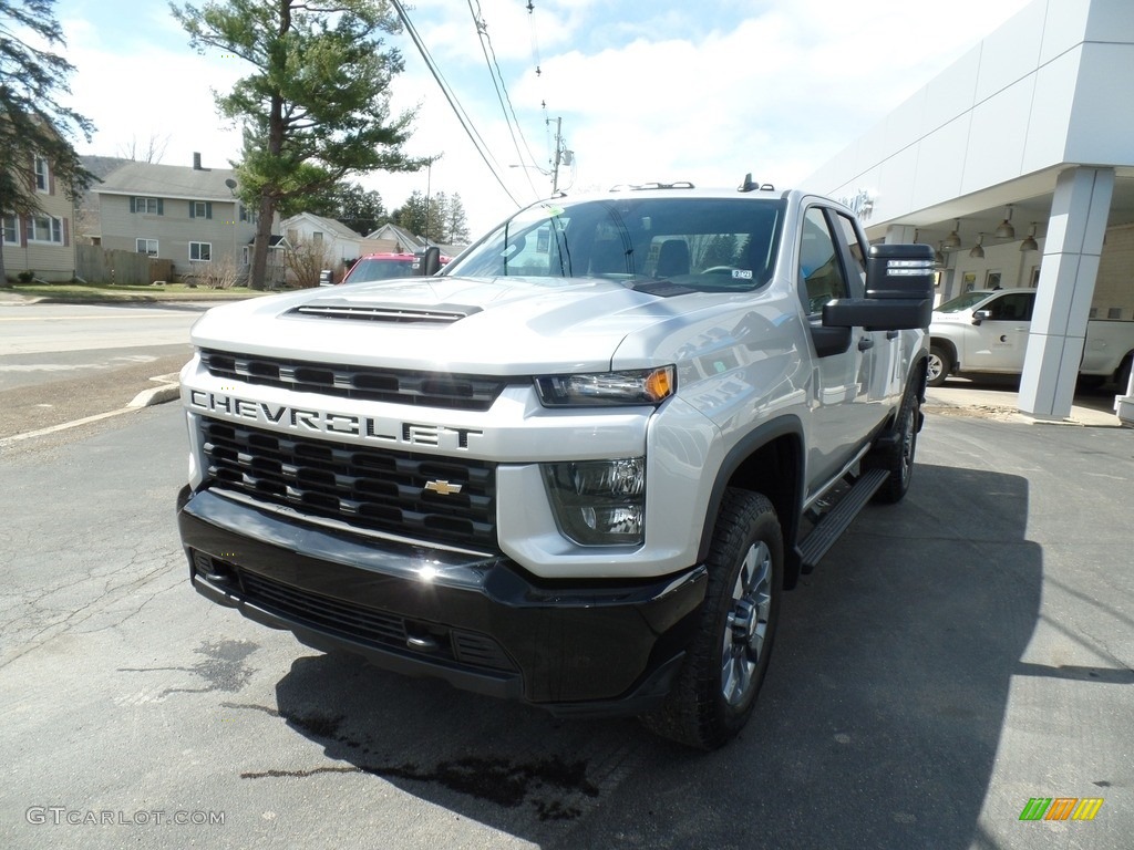 Silver Ice Metallic 2022 Chevrolet Silverado 2500HD Custom Double Cab 4x4 Exterior Photo #144035298