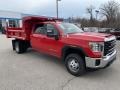 Front 3/4 View of 2022 Sierra 3500HD Pro Crew Cab 4WD Chassis Dump Truck
