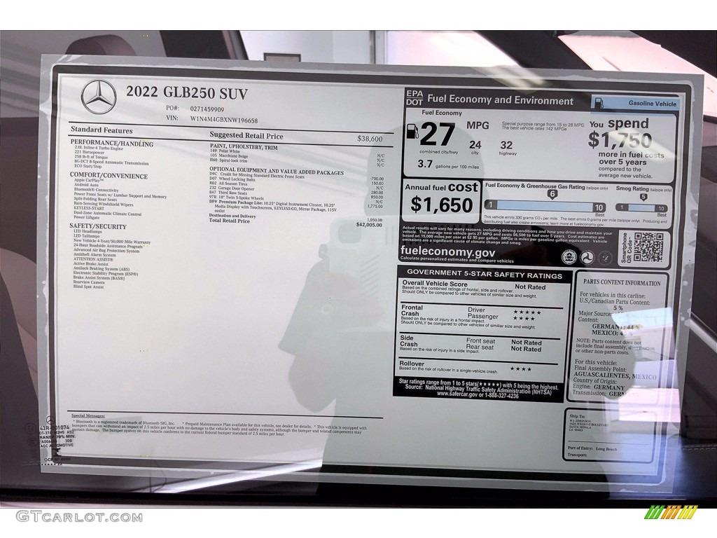2022 Mercedes-Benz GLB 250 Window Sticker Photos