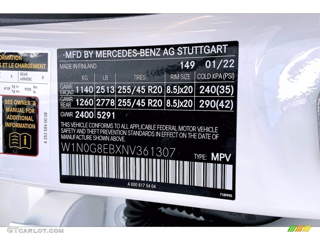 2022 GLC Color Code 149 for Polar White Photo #144039058