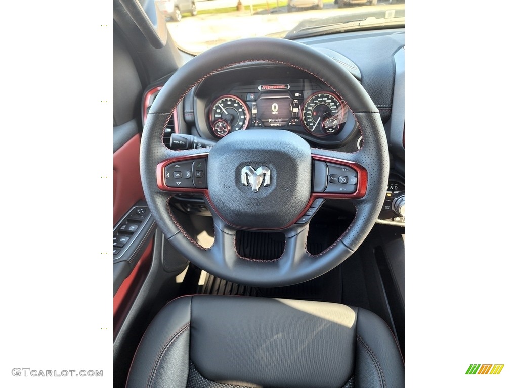 2022 Ram 1500 Rebel Crew Cab 4x4 Black/Red Steering Wheel Photo #144042097
