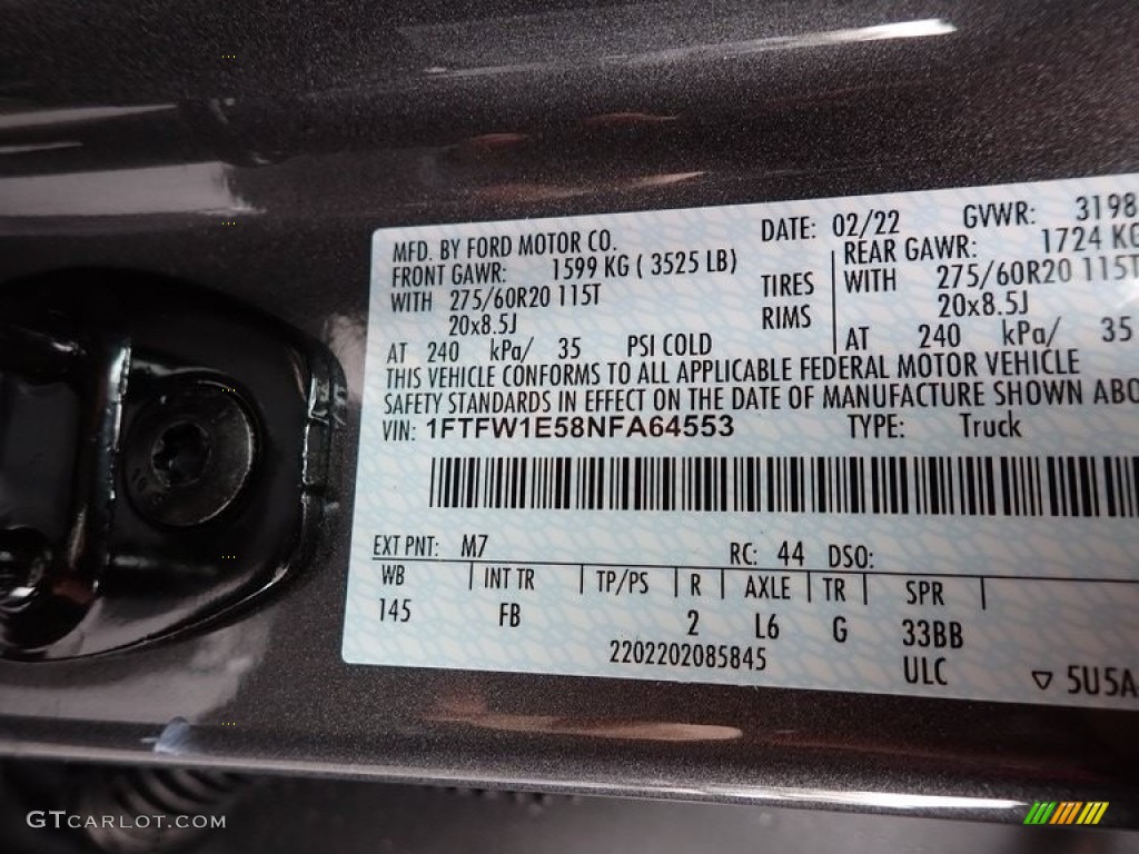 2022 F150 Color Code M7 for Carbonized Gray Metallic Photo #144043645