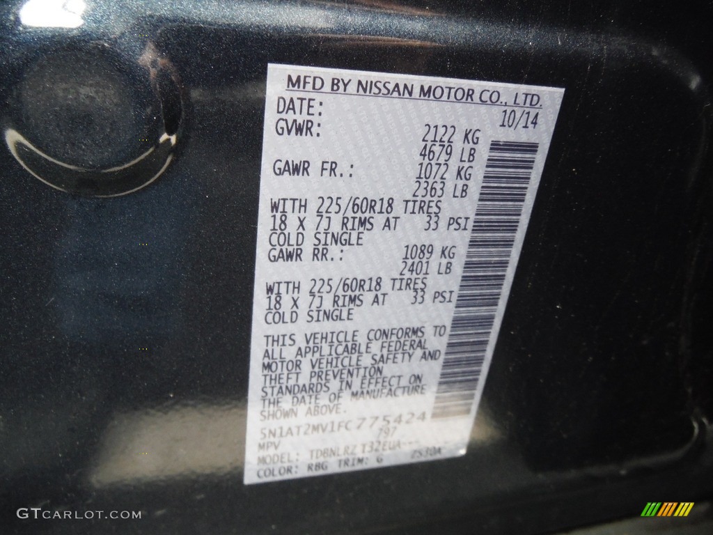 2015 Rogue SL AWD - Arctic Blue Metallic / Charcoal photo #29
