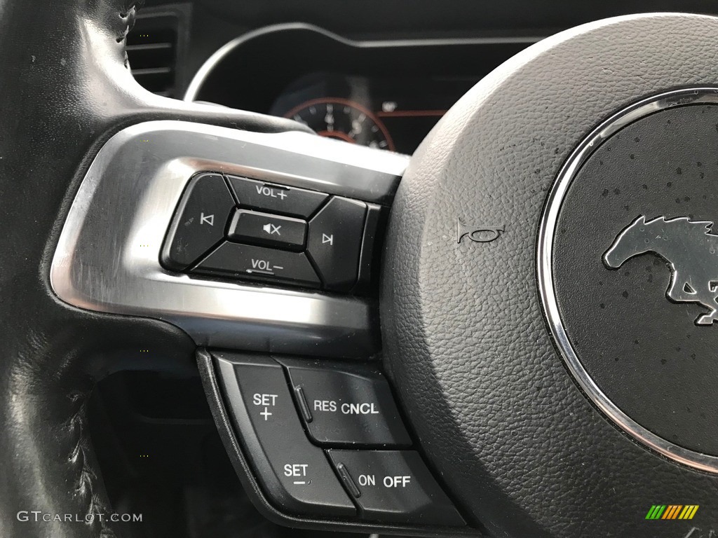 2018 Ford Mustang EcoBoost Premium Convertible Ebony Steering Wheel Photo #144047020