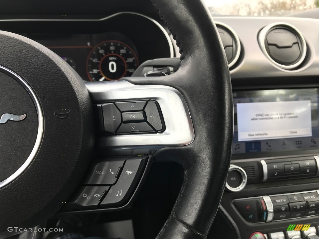2018 Ford Mustang EcoBoost Premium Convertible Ebony Steering Wheel Photo #144047041