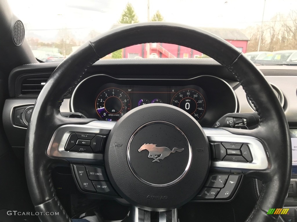 2018 Ford Mustang EcoBoost Premium Convertible Ebony Steering Wheel Photo #144047060