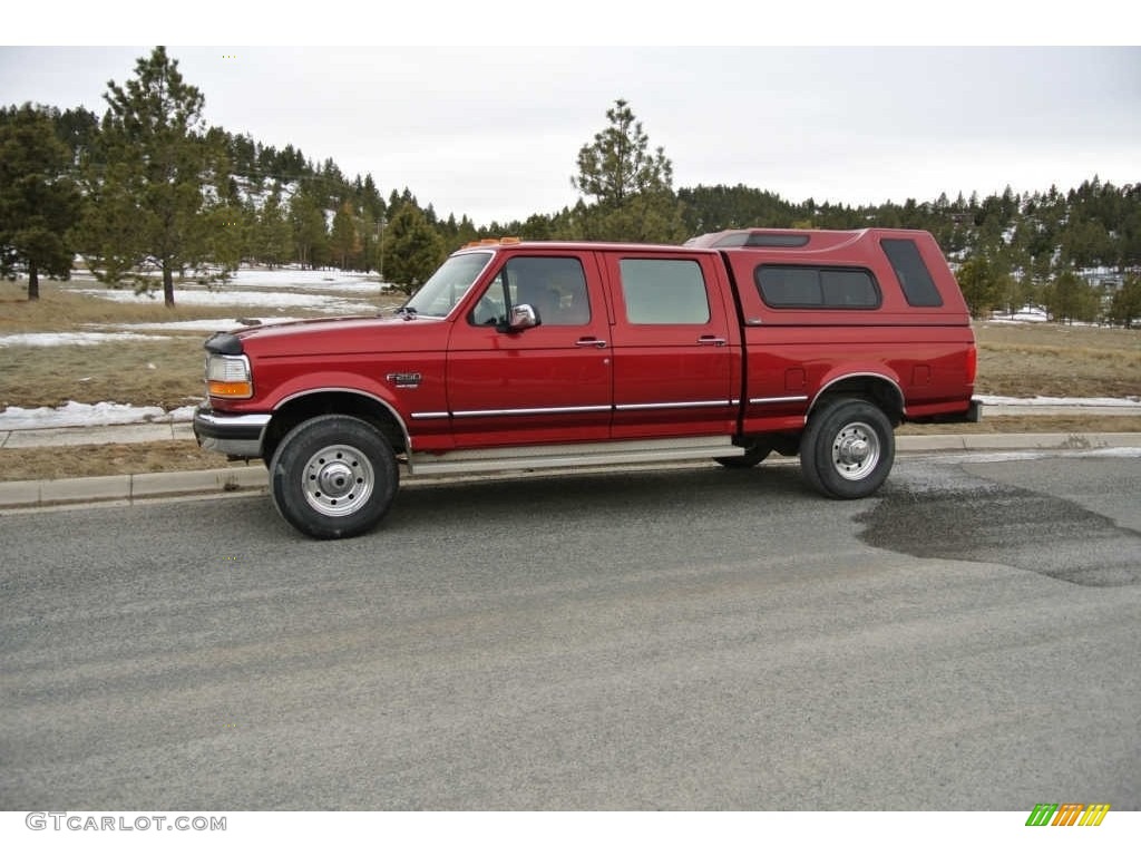 Toreador Red Metallic 1996 Ford F250 XLT Crew Cab 4x4 Exterior Photo #144048397