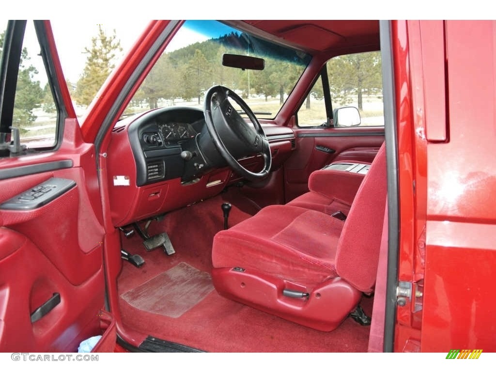 Red Interior 1996 Ford F250 XLT Crew Cab 4x4 Photo #144048415