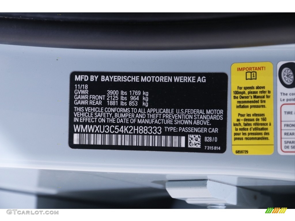2019 Hardtop Color Code B28 for Ice Blue Edition Photo #144050704