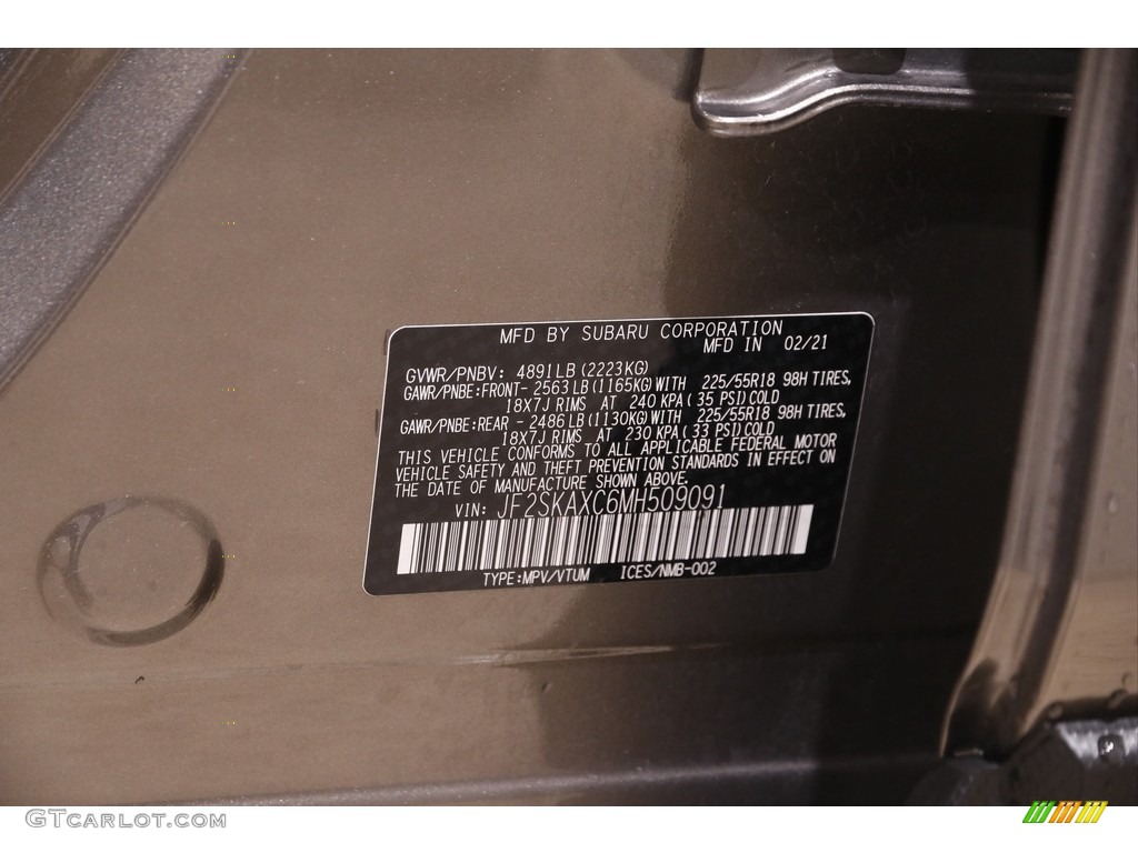 2021 Forester 2.5i Touring - Sepia Bronze Metallic / Saddle Brown photo #28