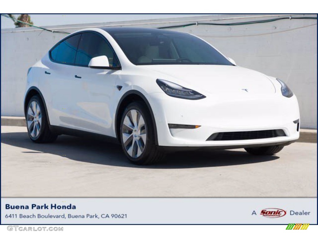 2020 Model Y Long Range - Pearl White Multi-Coat / Black photo #1