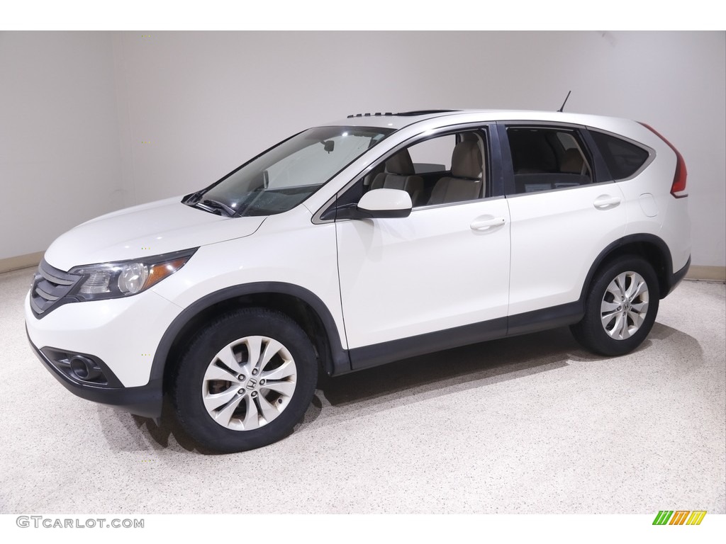 2014 CR-V EX AWD - White Diamond Pearl / Beige photo #3