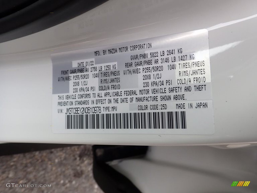2022 Mazda CX-9 Signature AWD Color Code Photos