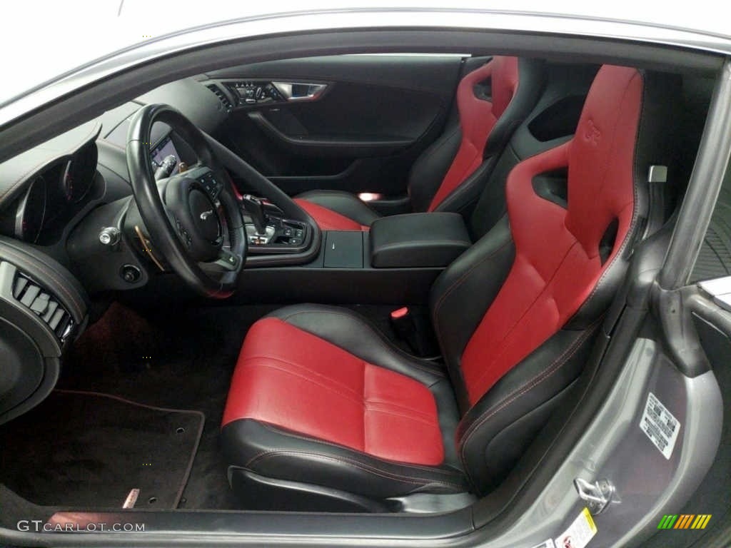 Jet/Red Duotone Interior 2015 Jaguar F-TYPE R Coupe Photo #144083690