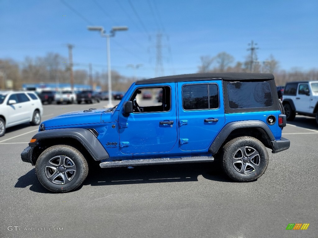 Hydro Blue Pearl 2022 Jeep Wrangler Unlimited Sport 4x4 Exterior Photo #144085268