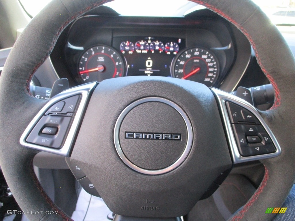 2022 Chevrolet Camaro ZL1 Coupe Jet Black/Red Accents Steering Wheel Photo #144086684