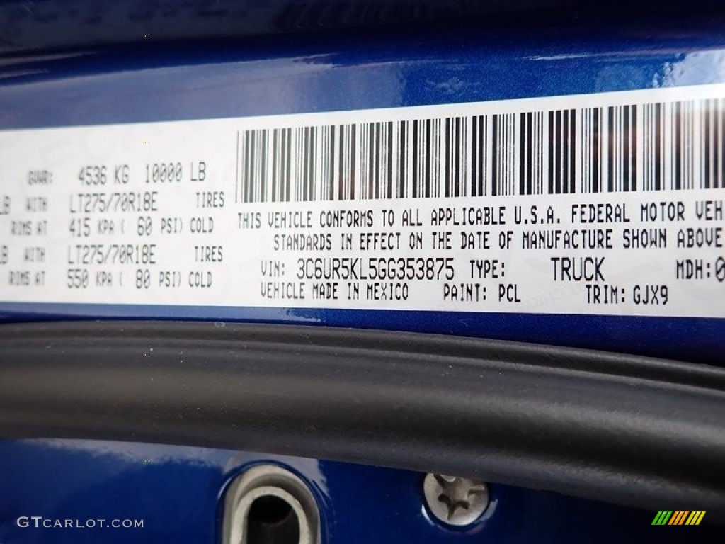 2016 2500 Color Code PCL for Blue Streak Pearl Photo #144087002
