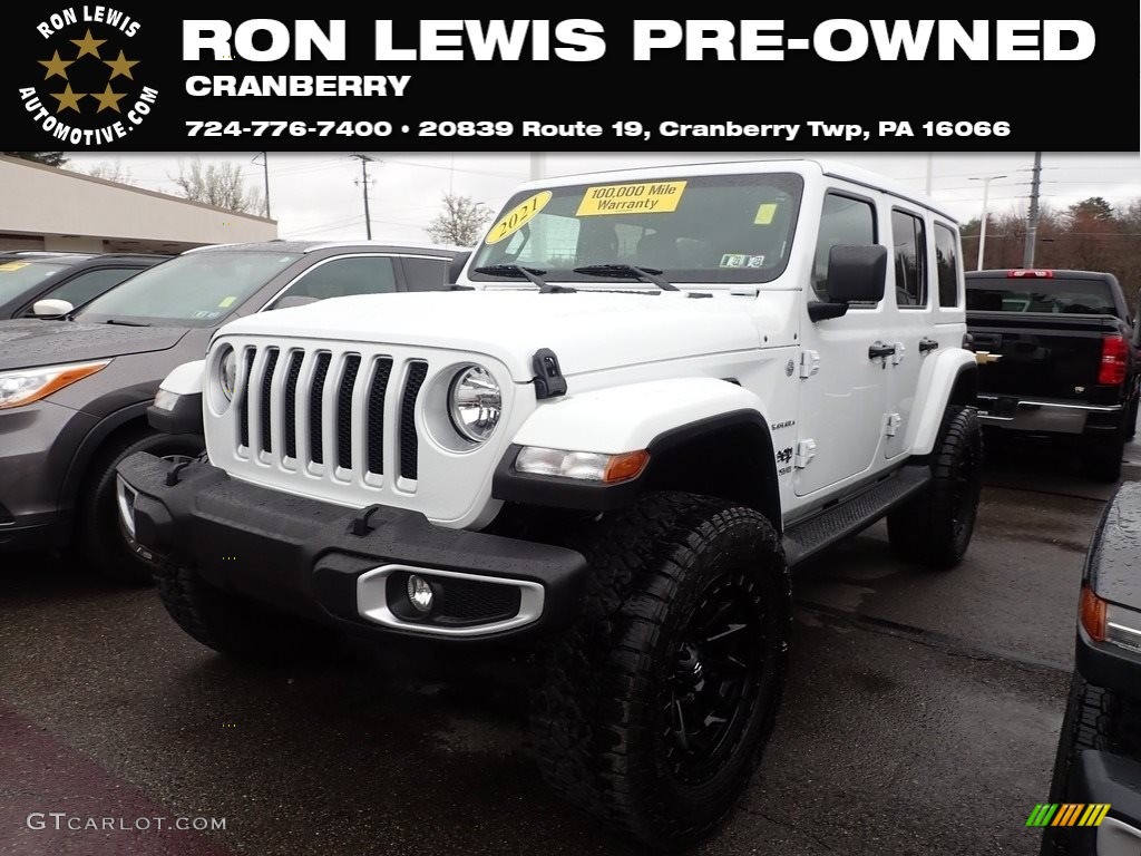 2021 Wrangler Unlimited Sahara 4x4 - Bright White / Black photo #1