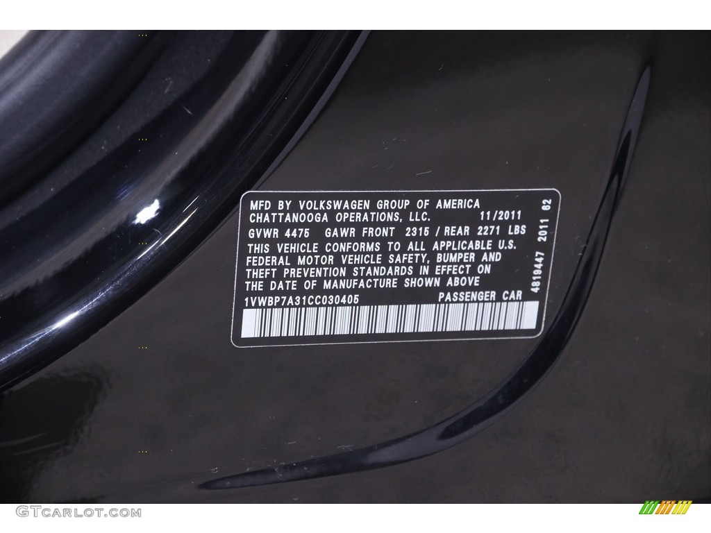 2012 Passat 2.5L SE - Black / Cornsilk Beige photo #20