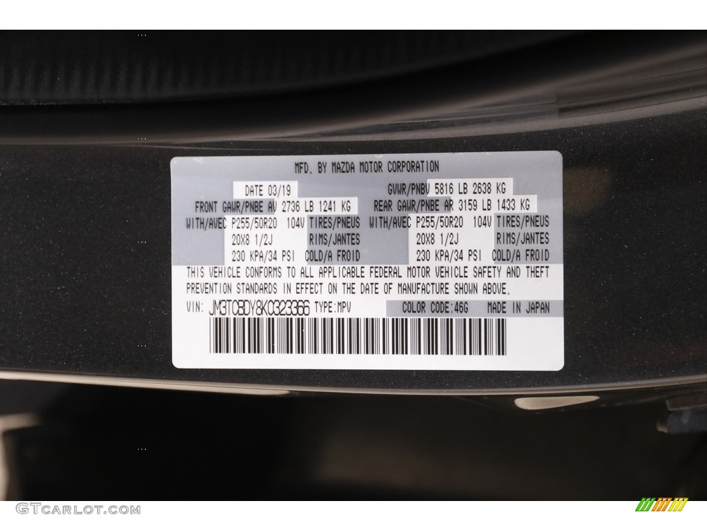 2019 Mazda CX-9 Grand Touring AWD Color Code Photos