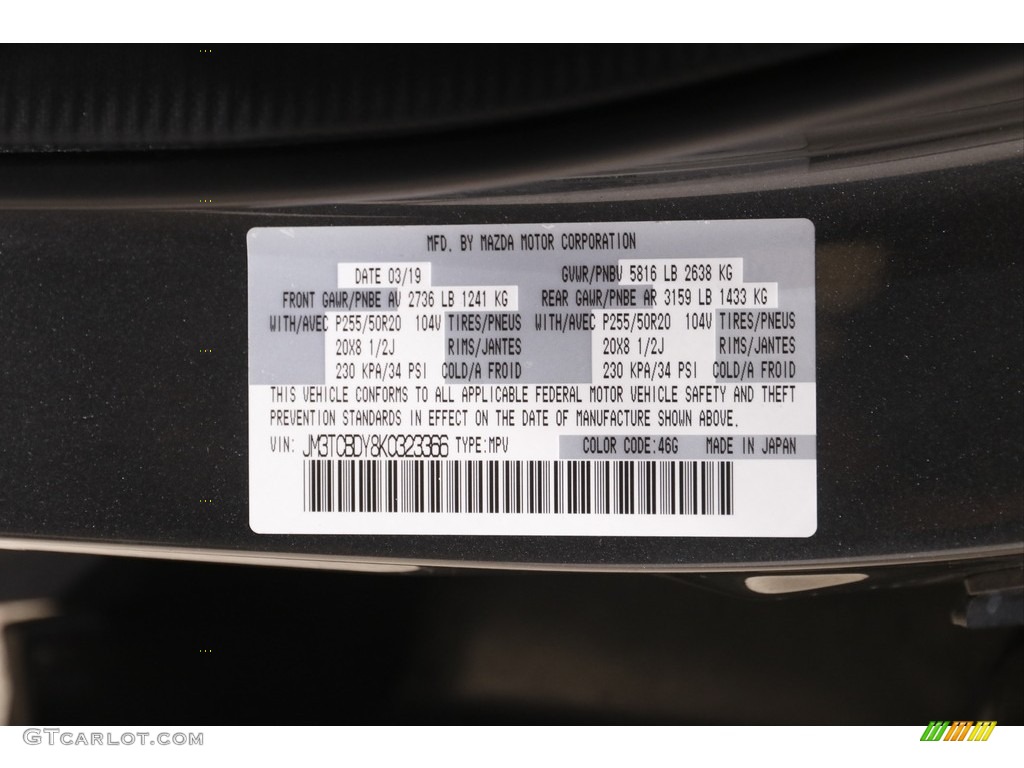 2019 CX-9 Color Code 46G for Machine Gray Metallic Photo #144094727