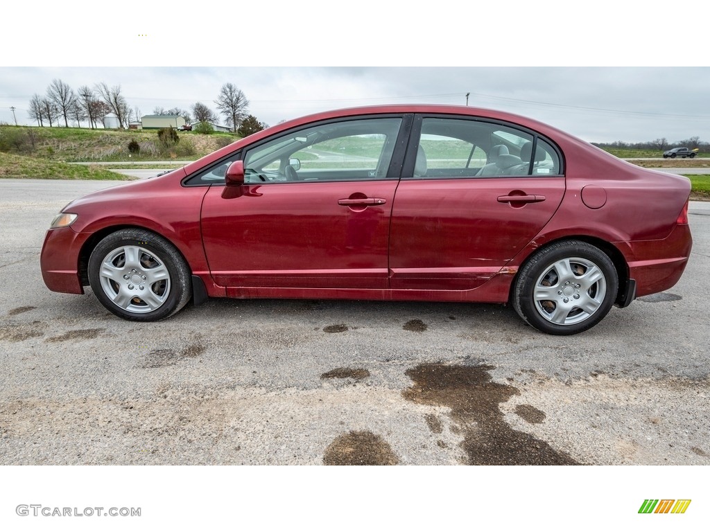 2009 Civic LX Sedan - Tango Red Pearl / Beige photo #9