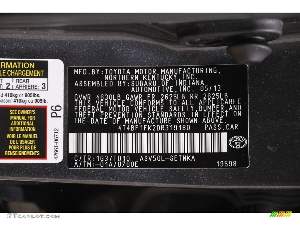 2013 Camry LE - Magnetic Gray Metallic / Ash photo #19