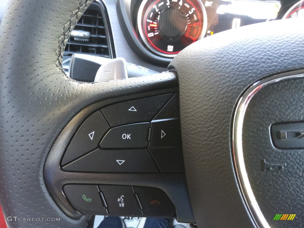2018 Dodge Challenger 392 HEMI Scat Pack Shaker Black/Ruby Red Steering Wheel Photo #144112918